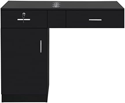 Winado Wall Mount Salon Station Hair Styling, Barber Salon Stations with a Storage Cabinet, 2 Drawers, and 3 Hair Dryer Holders for Stylist Beauty Spa Equipment, Black - Image 4