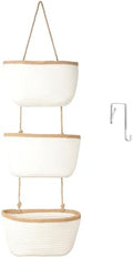 TeoKJ Over the Door Hanging Storage Basket Wall Organizer White&Dark Brown by TeoKJ