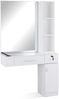 BarberPub Wall Mount Salon Station with 3 Hair Dryer Holders Hair Styling Station with Mirror Beauty Salon Spa Equipment Set 3026 (White) by BarberPub