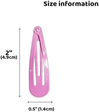 40 Counts Colorful Metal Snap Hair Clips 2 Inch Barrettes for Women Accessories (hotpink) - Image 4