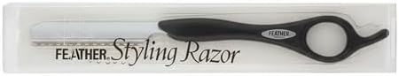 Feather Black 7.25" Styling Razor Handle - Professional Hair Tool by Feather