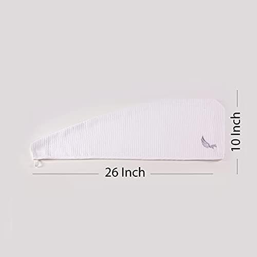 100% Turkish Cotton Hair Towel Wrap for Women,Non Microfiber,400-GSM(Grams per Square Metre),AntiFrizz,Hair Plop Waffle Towels for Curly,Long&Thick Hairs,Turban Head Wrap,1Pack10x26inc(White) - Image 3