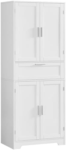 Iwell 67" Tall Storage Cabinet with Adjustable Shelf & 1 Large Drawer, Pantry Cabinet with 4 Doors, Kitchen Cabinets for Dining Room, Living Room, Home Office, White by IWELL