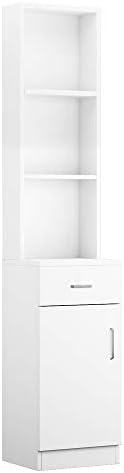 mefeir Salon Station, Barber Hair Stylist Storage Cabinet with Drawer, 5 Compartments & Shelf, Durable MDF, Organizer Equipment for Beauty Salon, Barbershop, White by mefeir