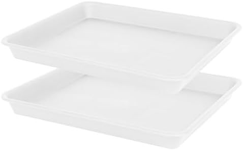 VUWEZ Plant Saucer Growing Tray, Seed Starter Tray Rectangular, Heavy Sturdy Plastic Plant Saucers Drainage Trays, Plant Drip Trays for Pots, Seed Starter Growing Pots (11 x 9 inch, 2 Pack) by VUWEZ