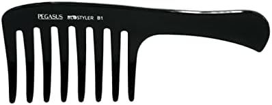 Pegasus 511_B1, 9in Curved Blow Dry Styler Comb, Handmade, Seamless, Smooth Edges, Anti Static, Heat and Chemically Resistant, Wet Hair, Everyday Grooming Comb | Peines de goma dura - Black by AmeliaBeauty