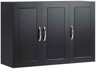 SoBuy Bathroom Wall Cabinet, Large 3-Door, 23.6 x 11.8 x 35.4 in, Black by Haotian