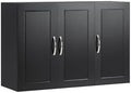 SoBuy Bathroom Wall Cabinet, Large 3-Door, 23.6 x 11.8 x 35.4 in, Black by Haotian
