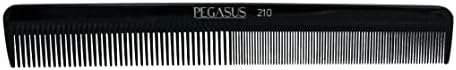 Pegasus 210, 8in Hard Rubber Cutting Comb, Handmade, Seamless, Smooth Edges, Anti Static, Heat and Chemically Resistant, Wet Hair, Everyday Grooming Comb | Peines de goma dura - Black by AmeliaBeauty