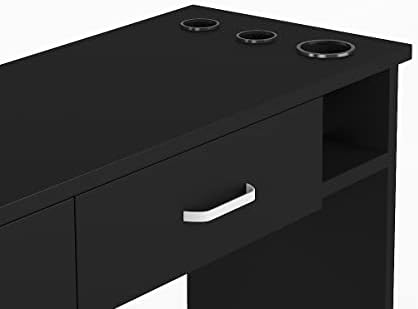 Paddie Barber Salon Station Wall Mount Hair Styling Salon Equipment Set Beauty Spa Furniture Set, Lockable Left Shelf, Mirror not Included(Black) - Image 5
