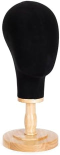 Mannequin Head for Wigs with Detachable Strong Wood Base, Canvas Wig Tripod Stand with Head, Wooden Mannequin Head for Hats, Canvas Head Holder for Hair Display (Black) by Unknown