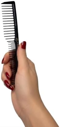 Krest 6000 7 in. Teasing Combs Lift Vent Hair Combs Pack Space Tooth Wide teeth Comb 12 Pc. (Black) - Image 3