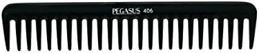 Pegasus 406, 7in Hard Rubber Wide Tooth Styling Comb, Handmade, Seamless, Smooth Edges, Anti Static, Heat and Chemically Resistant, Wet Hair, Everyday Grooming Comb | Peines de goma dura - Black by AmeliaBeauty