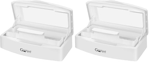 Nail Art Tools - Plastic Storage Box for Nail Tools, Manicure Set with Tweezers, Trimmer and Salon Equipment (White, Pack of 2) by Gusnilo