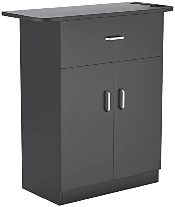 Paddie Barber Cabinet Storage Station, Free Standing Beauty Hair Stations for Salon Barber Utility Unit with Holders Styling Salon Spa Equipment with Drawer and Cabinet(Black) by Paddie