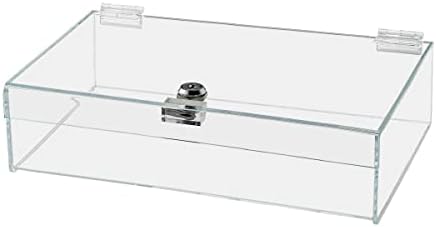 4 Pack Acrylic Locking Display Case with Keys 12" x 8" x 4" Clear Rectangular Lucite Countertop Tray with Lid for Artifacts Antiques Collectibles Jewelry Currency and Coins by Marketing Holders by MarketingHolders