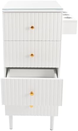 Hair Stylist Beauty Barber Station, Salon Station, White, Gold - Image 4