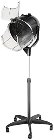 Black Height Adjustable Hooded Stand Up Bonnet Hair Dryer Floor Standing Rolling Base with Wheels - Image 5