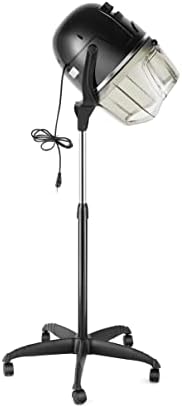 Black Height Adjustable Hooded Stand Up Bonnet Hair Dryer Floor Standing Rolling Base with Wheels - Image 4