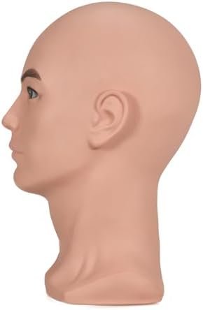 PVC Male Mannequin Head Professional Training Head Bald Manikin Head with Shoulder for Display Headphone Game Console Hats Wigs Jewellery Glasses Facemask Caps Model Head - Image 3