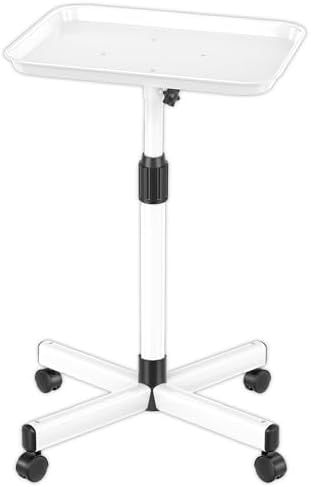 36" Salon Tray on Wheels White, Adjustable Height Tattoo Tray Cart by WelcometoVERYTOPBeauty