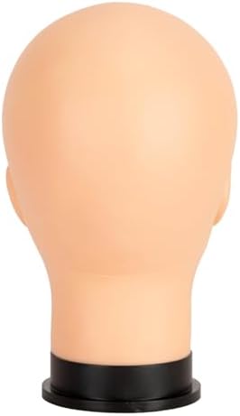 Bald Mannequin Head Female Professional Cosmetology Training Mannequin Bald for Wig Making and Display Afro American Mannequin Head with Free Clamp Stand (beige) - Image 3