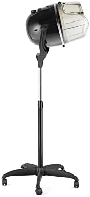 Black Height Adjustable Hooded Stand Up Bonnet Hair Dryer Floor Standing Rolling Base with Wheels - Image 3