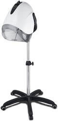 1000W Professional Hooded Hair Dryer,Standing Blow Hair Dryer with Cap and Wheels,Temperature and time are Adjustable,Suitable for Salon and Home(White-Stainless Steel Column) by OIYALI