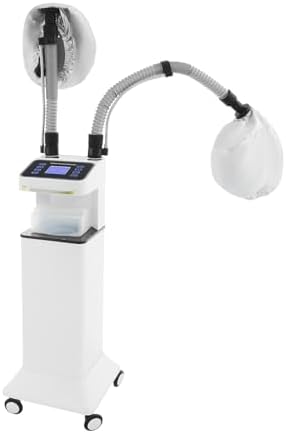 800W Nano Hooded Hair Steamer, Professional Micro Mist Hair Care Steamer with 2 Steam Caps, Salon Hair Deep Conditioning Machine with Adjustable TEM 33.8-167℉ & Timer for Home Salon SPA Use (White) - Image 7