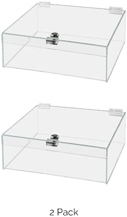 2 Pack Acrylic Locking Display Case with Keys 12" x 12" x 6" Clear Countertop Square Tray with Lid for Tradeshows Expos Flea Markets and Swap Meets by Marketing Holders by MarketingHolders