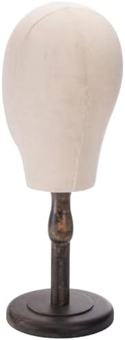 Peohud 21 Inch Mannequin Head, Canvas Wig Stand with Head, Linen Dome Model Head with Detachable Wood Stand for Hats, Caps, Headdress, Wig Making, Headband Display - Image 4