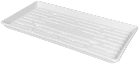 SUNPACK 10" x 20" Heavy Duty Shallow Plastic Seed Starting Tray, White, 1" (Pack of 10) - Lined with Drainage Holes for Excess Water and Aeration, Ideal for Greenhouses or Indoor Gardening - Image 2