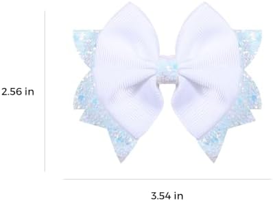 3.5-Inch Boutique Hair Bows Glitter White Ribbon Bow-Knot Alligator Clips Hairpins for Teen Toddler Flower Girls Kids Women Wedding Christmas Dress Decor Accessory Birthday Gift - Image 7