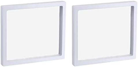 MECCANIXITY Floating Frame Display Holder Stand 3D Jewelry Display Box 7.09 x 7.09 x 0.79 inch White for Ring Necklace Bracelet Earring Pack of 2 by MECCANIXITY