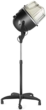 Black Height Adjustable Hooded Stand Up Bonnet Hair Dryer Floor Standing Rolling Base with Wheels - Image 2