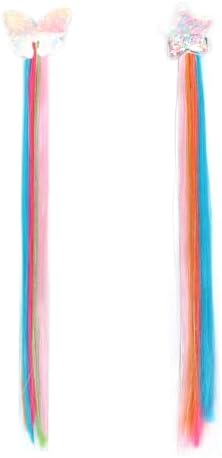 6 Pcs Hair Accessories for Girls, Bows for Girls, Unicorn Hair Clips with Colorful Ombre Hair Extensions - Image 4