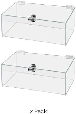 2 Pack Acrylic Locking Display Case with Keys 12" x 9" x 5" Clear Rectangular Countertop Tray with Lid for Artifacts Antiques Collectibles Jewelry Currency and Coins by Marketing Holders - Image 4