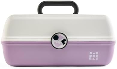 Caboodles School Spirit On-The-Go Girl Makeup Box, White Over Lavender, Hard Plastic Makeup Organizer Box, Built-In Mirror, Secure Latch for Safe Travel, Spacious Storage for Large Items by Caboodles