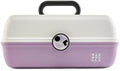 Caboodles School Spirit On-The-Go Girl Makeup Box, White Over Lavender, Hard Plastic Makeup Organizer Box, Built-In Mirror, Secure Latch for Safe Travel, Spacious Storage for Large Items by Caboodles