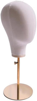 Premium Linen Mannequin Head, Gold Adjustable Wig & Hat Display Stand for Store, Hat Rack Holder, Durable Metal Base for Wigs, Fedoras, Bonnets, Decoration by SJXHRFXY