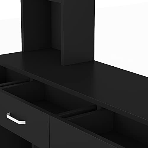 Paddie Barber Salon Station Wall Mount Hair Styling Salon Equipment Set Beauty Spa Furniture Set, Lockable Left Shelf, Mirror not Included(Black) - Image 6