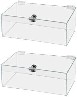 2 Pack Acrylic Locking Display Case with Keys 12" x 9" x 5" Clear Rectangular Countertop Tray with Lid for Artifacts Antiques Collectibles Jewelry Currency and Coins by Marketing Holders by MarketingHolders