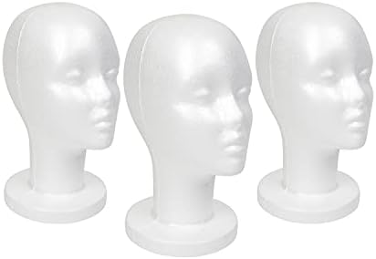 STUDIO LIMITED 11.4-Inch Styrofoam Mannequin Head - White 3 Pack by STUDIOLIMITED