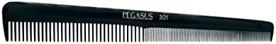 Pegasus 301, 7in Hard Rubber Heavy Barber Comb, Handmade, Seamless, Smooth Edges, Anti Static, Heat and Chemically Resistant, Wet Hair, Everyday Grooming Comb | Peines de goma dura - Black by AmeliaBeauty