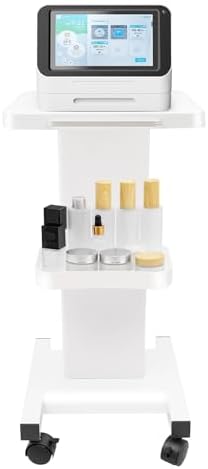 2/3 Tier Beauty Trolley Cart with Wheels, Aluminum Alloy Salon Rolling Stand Mobile Cart for Esthetician Instrument Tray, White (E) by REBaiYU