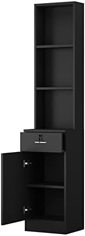 Paddie Hair Salon Stations, Lockable Barber Stations Wall Mount Salon Equipment for Hair Stylist with 1 Lockable Drawer & 1 Storage Cabinet (No Holders, Black) - Image 7