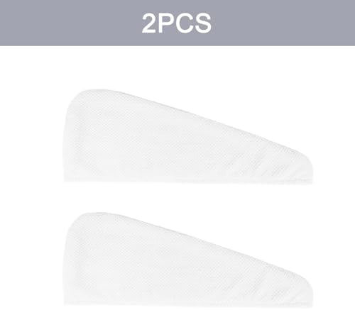 MaopaoBeauty 2 Pack Microfiber Hair Towel Wrap for Women, Hair Drying Towel with Button, Towel Turban,Head Towel to Dry Hair Quickly Lint Free, White - Image 3
