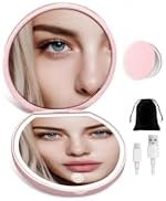 Magnifying Mirror, Rechargeable Compact Makeup Mirror with Light 40X Pink by Unknown
