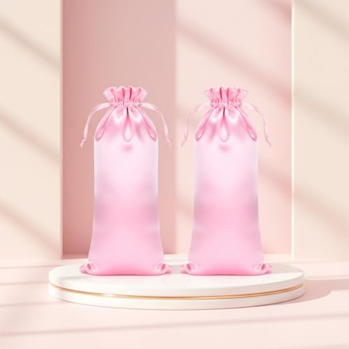 4 Pcs Satin Wig Bags with Drawstring Pink Wig Storage Bags for Wigs and Hair Extension Tools (13.5x9.8 Inch) - Image 7