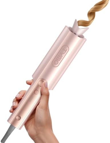 TYMO CurlPro Plus Automatic Rotating Curling Iron - Upgraded Long Barrel Curling Wand for Long Hair, Ceramic Hair Curler for Women, Anti-Scald, Tangle-Free, 600M Ionic, Dual Voltage,Gold Blush, 1 Inch by TYMOFashionTech